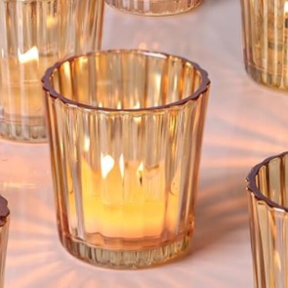 Glass Candle Holders Set of 6 New w/o Tag - Picture 1 of 5